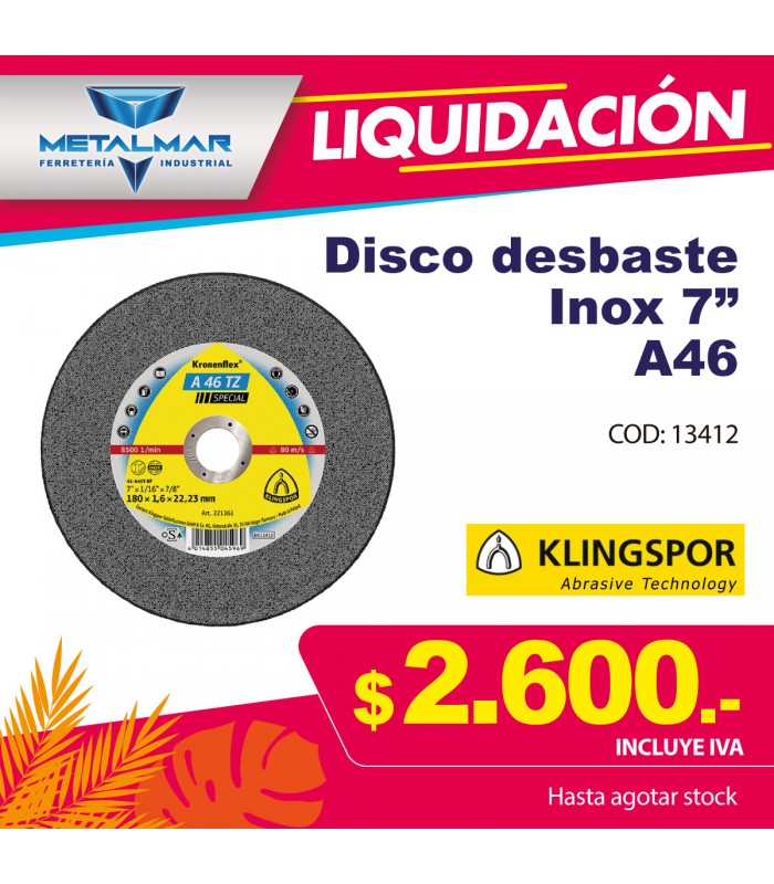Disco desbaste Inox 7 pulg klingspor 2024