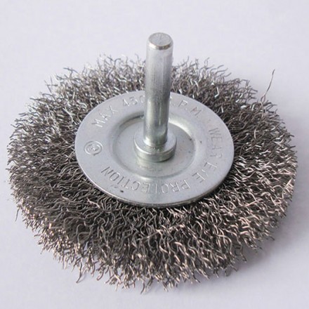 GRATA CIRCULAR AC ONDUL. INOX 3" CON VÁSTAGO